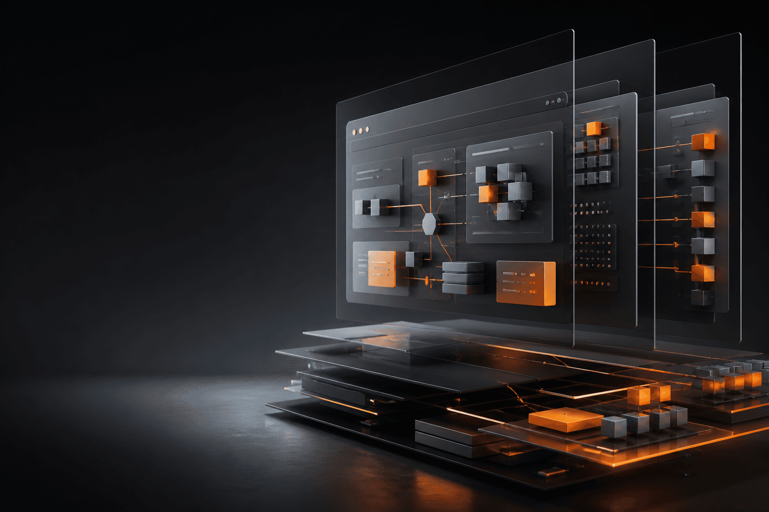 Abstract modular software architecture with connected components